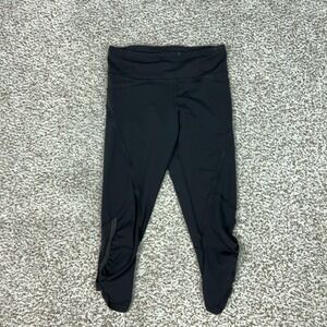 Lululemon Pants Womens 2 Black Capri Leggings Zip Pocket Ruched Yoga Gym Run